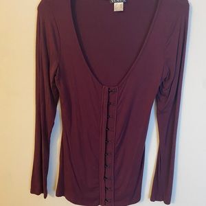 Corset inspired maroon top womens small